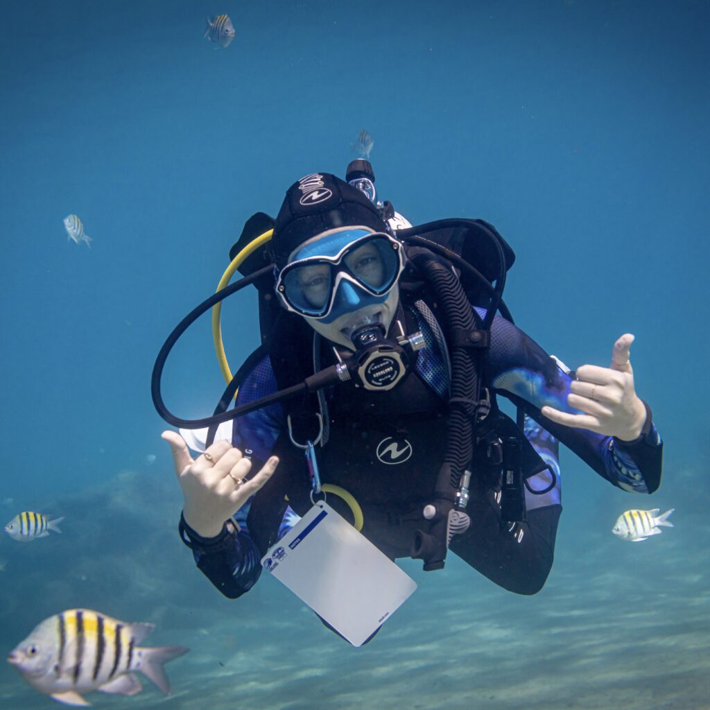 Discover SCUBA diver diving in neutral buoyancy after their pool session with Spartan SCUBA.